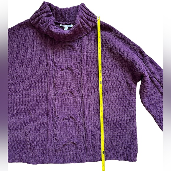 Seven7 Chenille Purple Cable Knit Cowl Neck Sweater | Women's XL - Picture 7 of 7